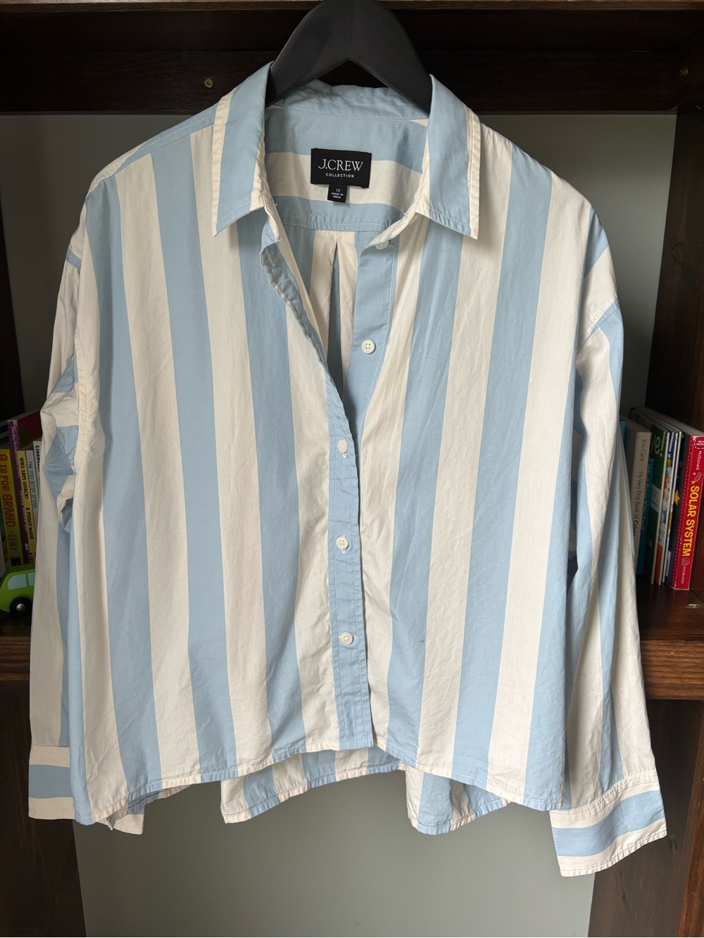 J. Crew Collection Light Blue and White Striped 100% Cotton Button-Down